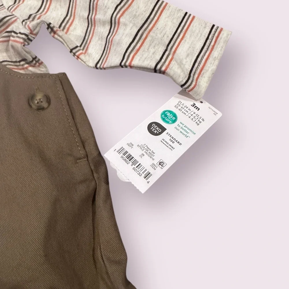 Carter's Baby NWT Overall Outfit Set Stripes Size 3 Mon and 6 Mon